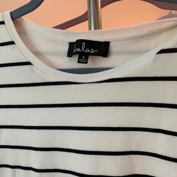 Lulu’s Black and White Striped T-shirt Dress - Picture 4 of 5
